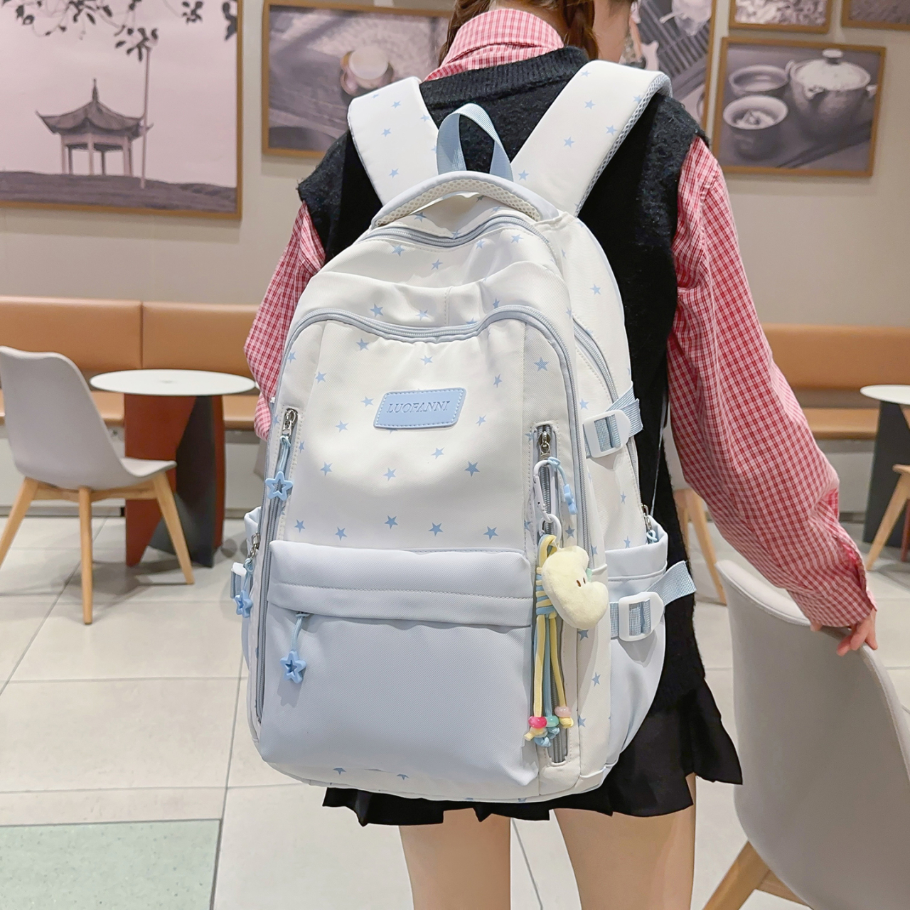 Women's Cream White & Yellow C - Canvas Backpack Casual 리뷰 및 가격