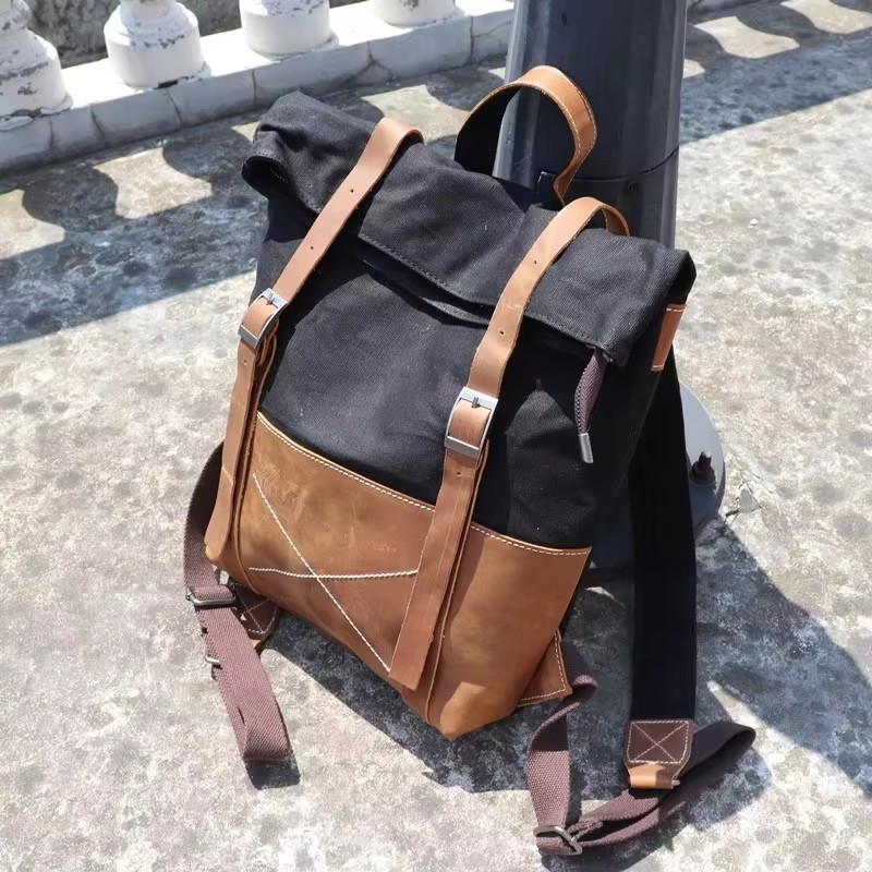 Fashion Men Backpack Waxed Can - Leather Backpack Vintage 리뷰 및 가격