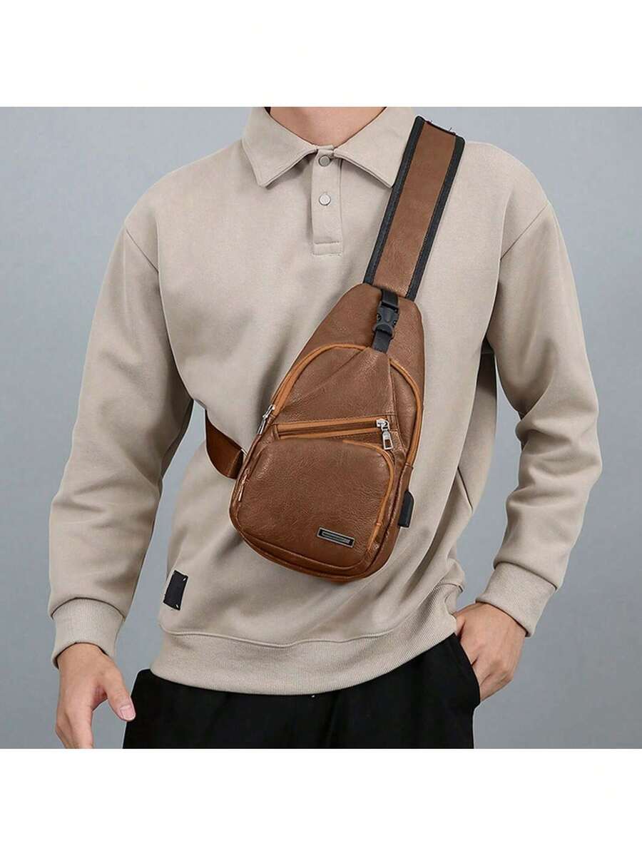 Mens PU Leather Sling Bag With - Sling Backpack Shoulder 리뷰 및 가격