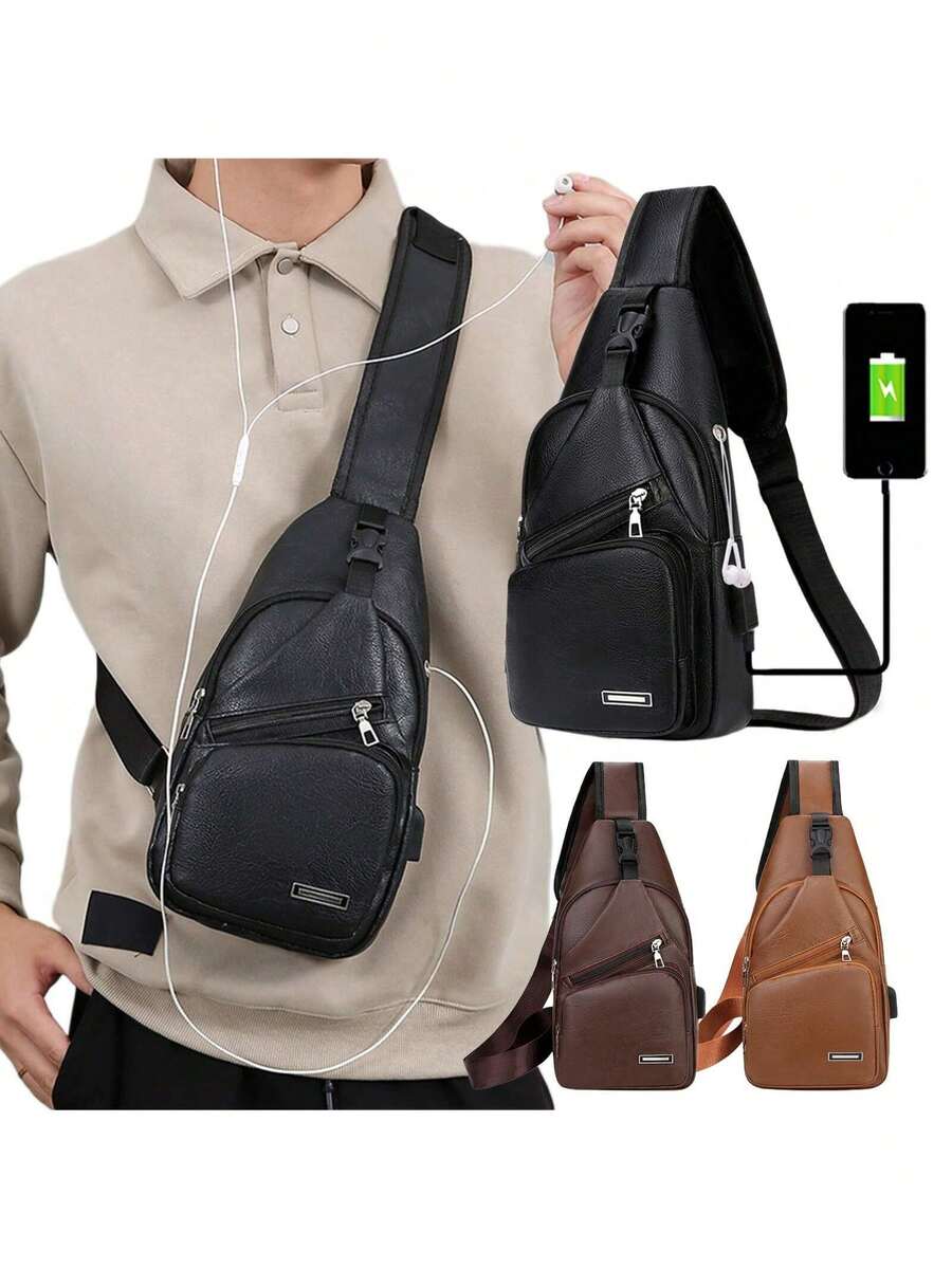 Mens PU Leather Sling Bag With - Sling Backpack Shoulder 리뷰 및 가격