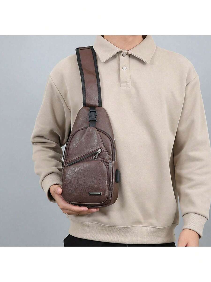 Mens PU Leather Sling Bag With - Sling Backpack Shoulder 리뷰 및 가격