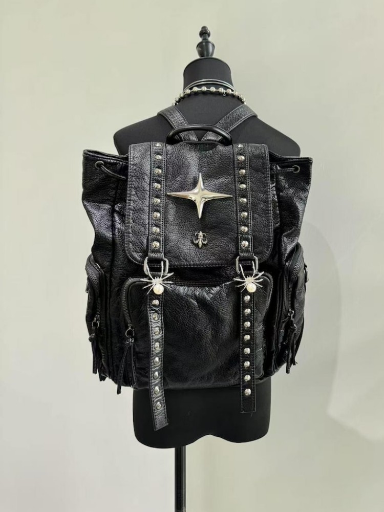 Gothic Punk PU Leather Shoulde - Leather Backpack Vintage 리뷰 및 가격
