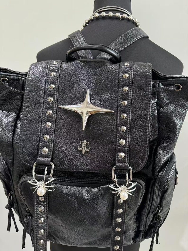 Gothic Punk PU Leather Shoulde - Leather Backpack Vintage 리뷰 및 가격