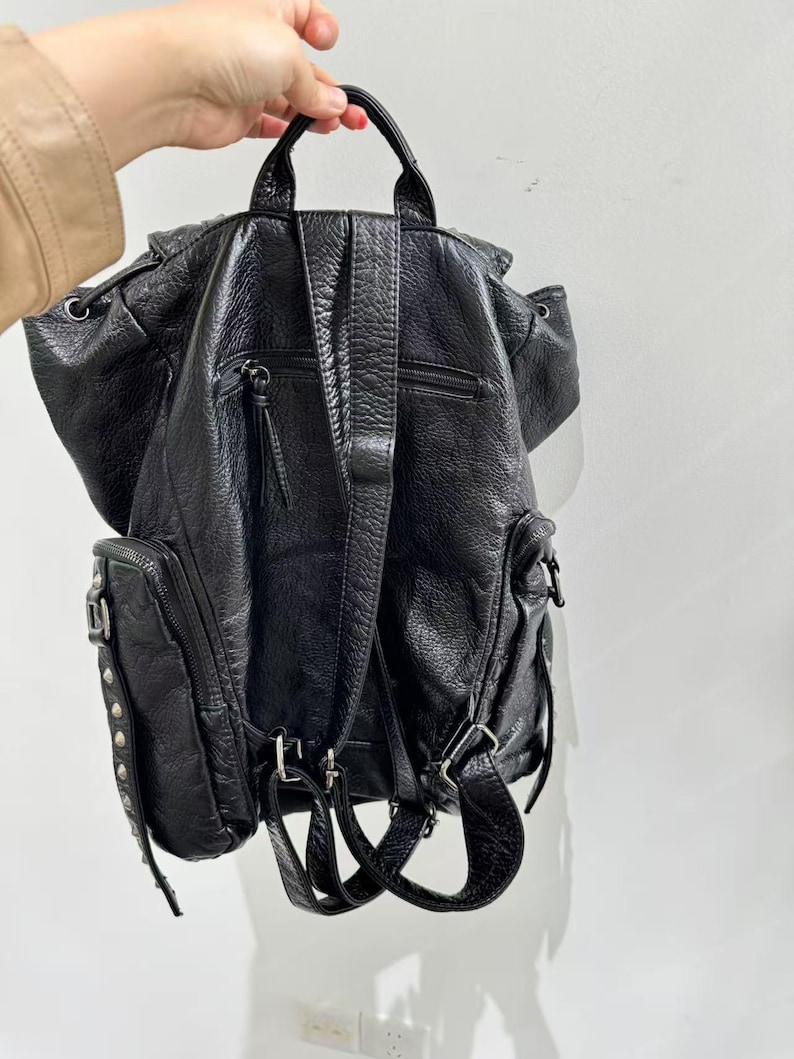 Gothic Punk PU Leather Shoulde - Leather Backpack Vintage 리뷰 및 가격