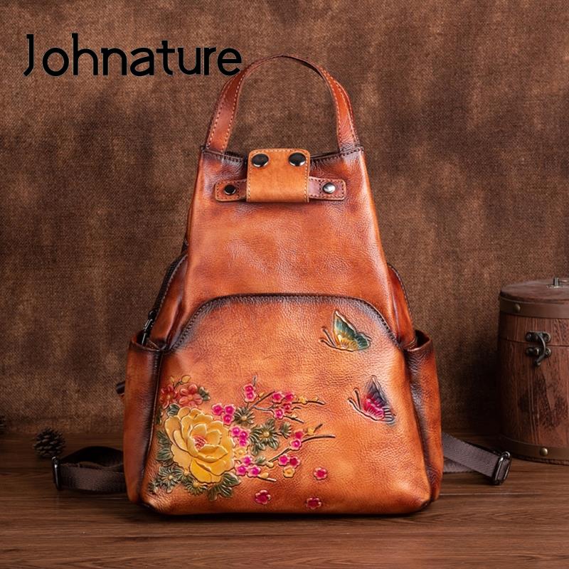 Johnature Genuine Leather Embo - Leather Backpack Vintage 리뷰 및 가격