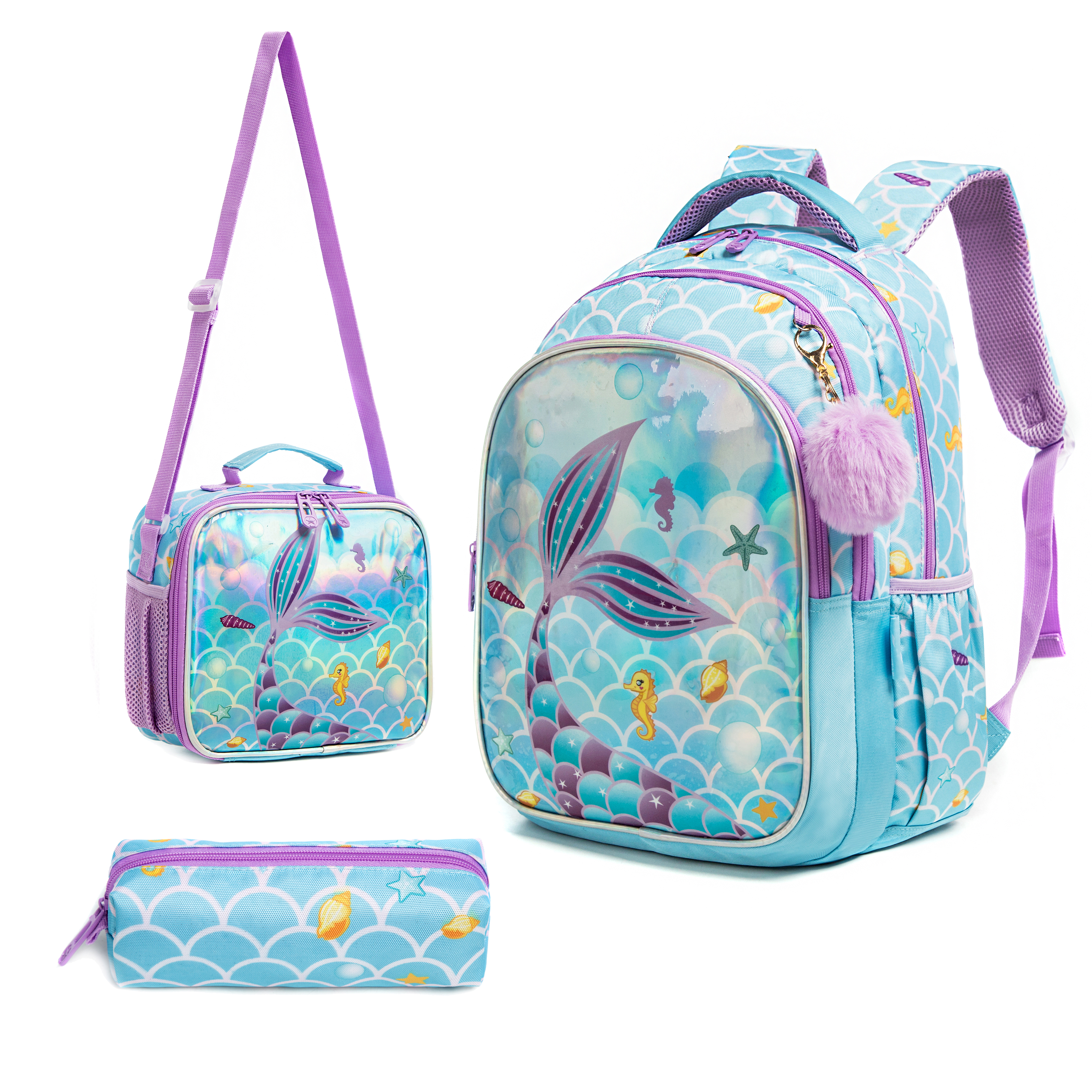 Meetbelify Cute  Blue Mermaid  - School Backpack Teen 리뷰 및 가격