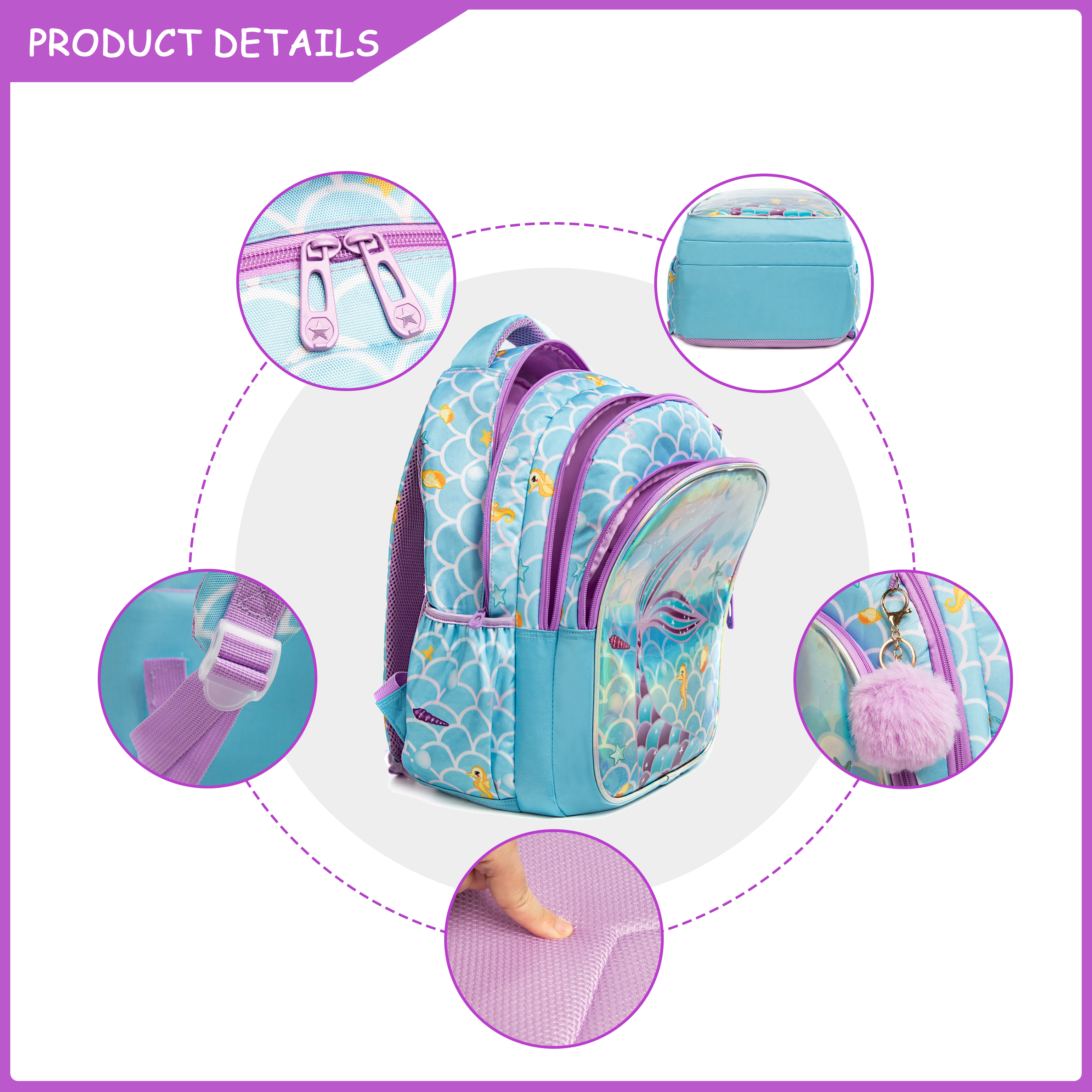 Meetbelify Cute  Blue Mermaid  - School Backpack Teen 리뷰 및 가격