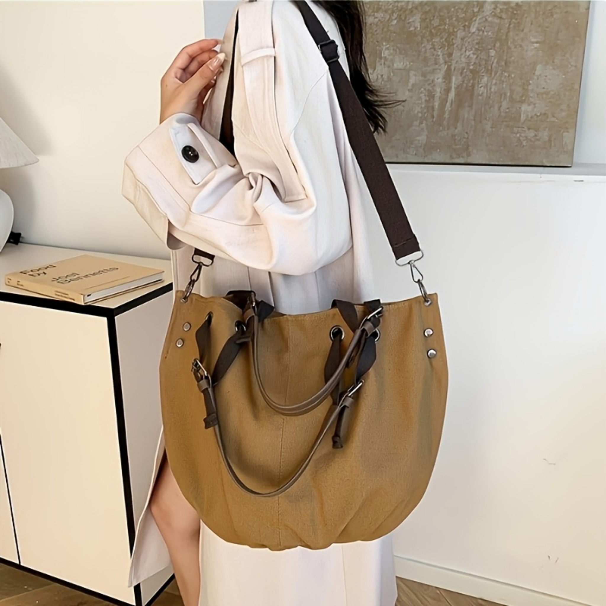 Large Canvas Tote Shoulder Bag - Canvas Backpack Casual 리뷰 및 가격